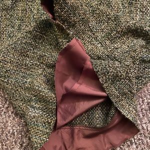 Cotton Tweed Mid-Thigh Skirt - earth Tones/green